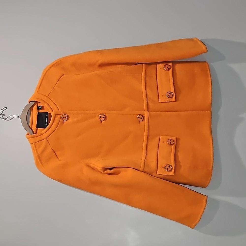 Carlisle Wool Blend Jacket Fleece Round Collar Orange us14